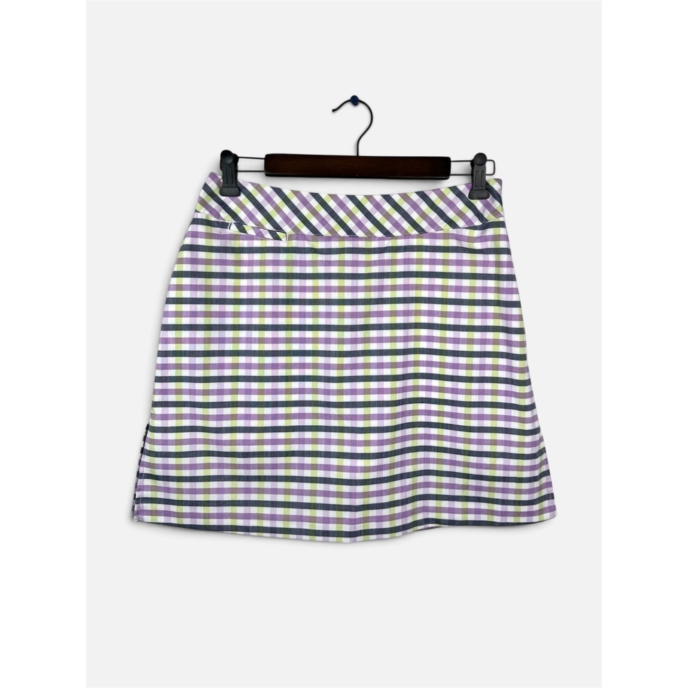 Adidas Golf Skort Women Size 4 Purple Green Plaid ClimaLite Active Skirt Pocket